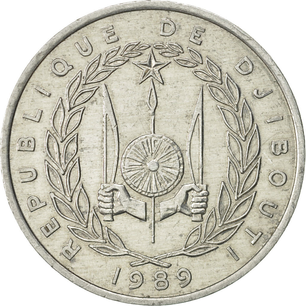 Munten, Djibouti, 5 Francs, 1989, Paris, PR, Aluminium, KM:22
