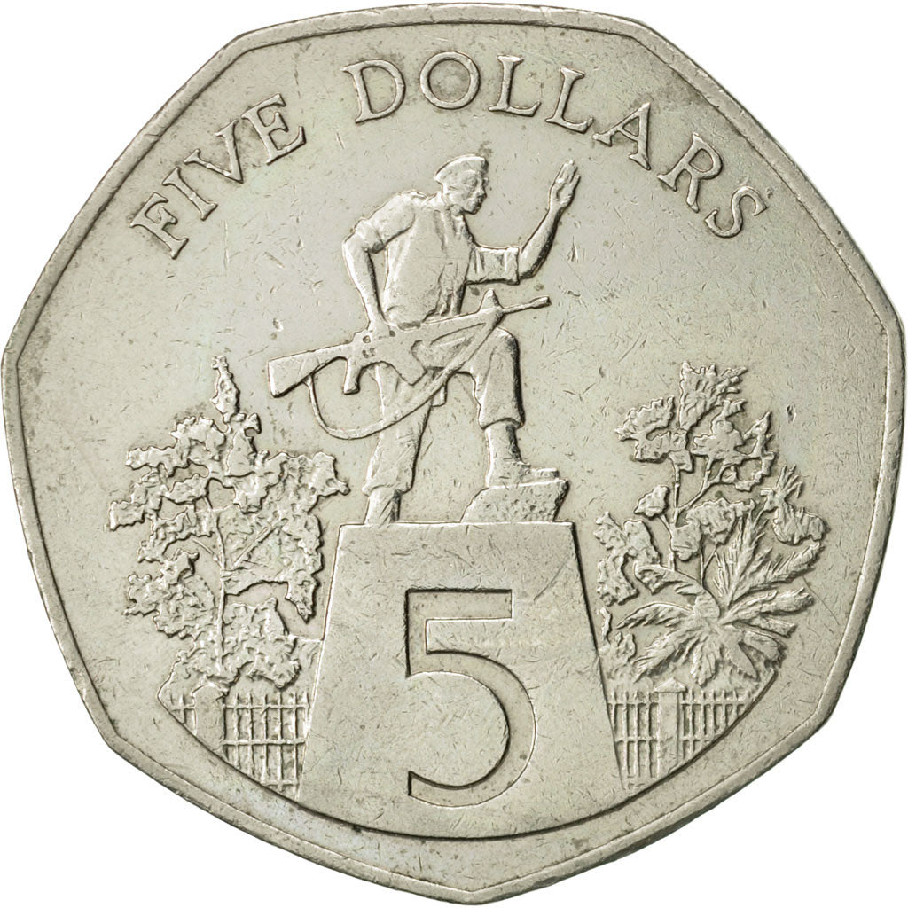Liberia, 5 Dollars, 1982, AU(50-53), Copper-nickel, KM:44