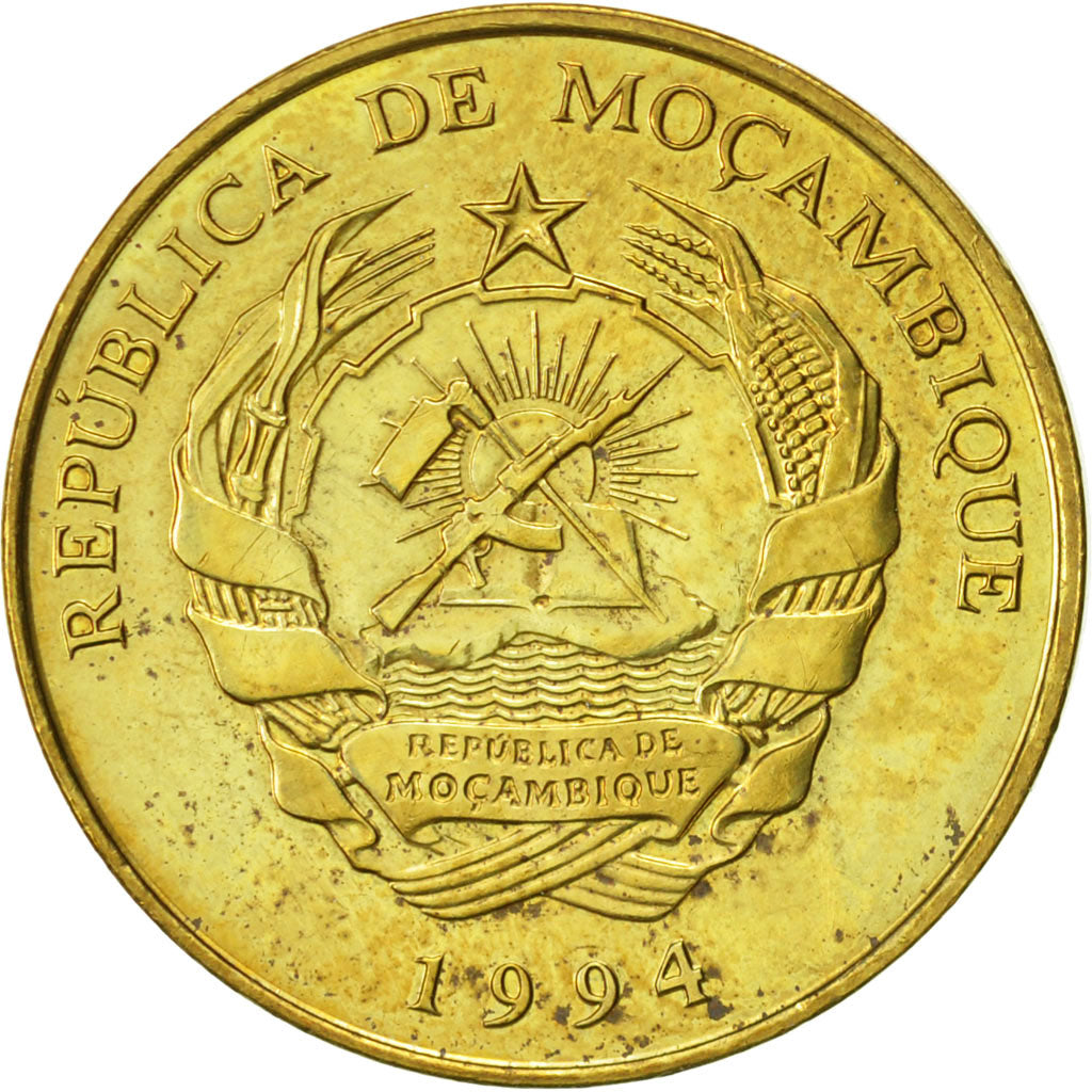 Mozambique, 20 Meticais, 1994, Royal Mint, AU(55-58), Brass Clad Steel, KM:118
