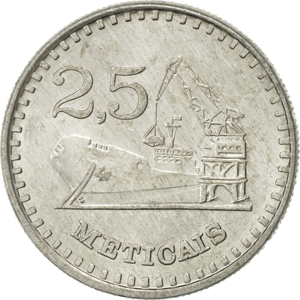 Coin, Mozambique, 2-1/2 Meticais, 1980, AU(55-58), Aluminum, KM:100