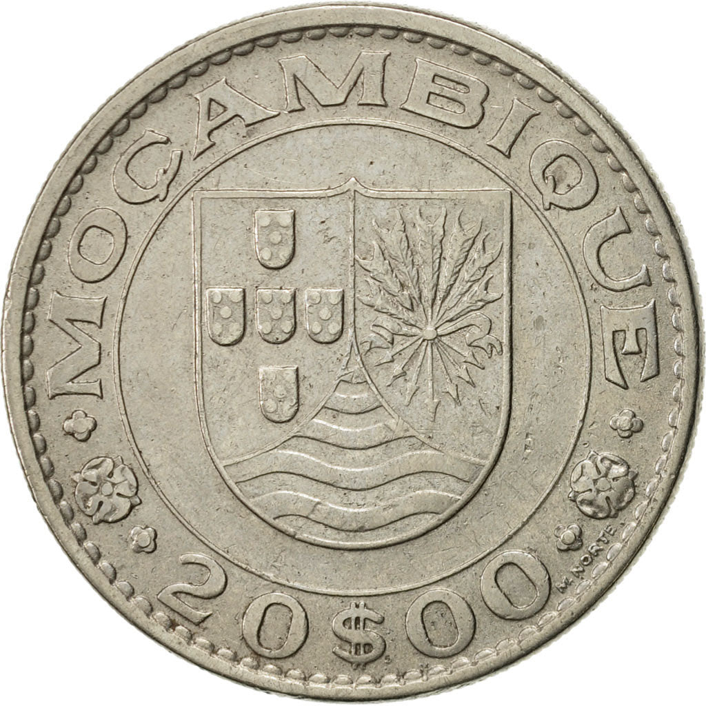 Mozambique, 20 Escudos, 1971, AU(55-58), Nickel, KM:87