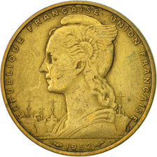 French Somaliland, 20 Francs, 1952, Paris, AU(50-53), Aluminum-Bronze, KM:7