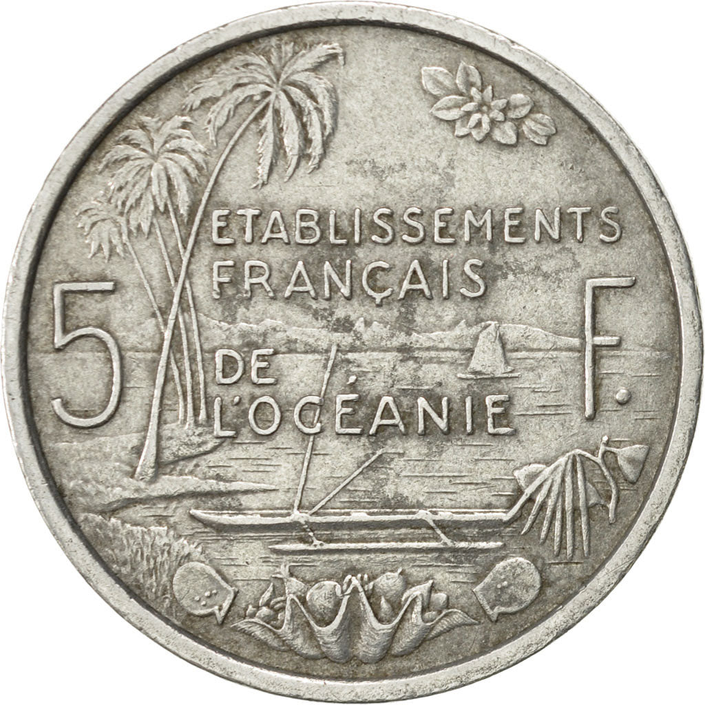 FRENCH OCEANIA, 5 Francs, 1952, Paris, AU(50-53), Aluminum, KM:4
