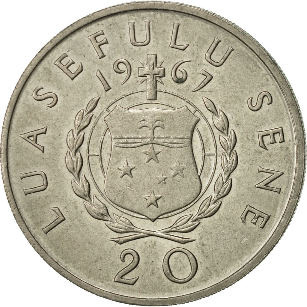 Coin, Samoa, 20 Sene, 1967, AU(55-58), Copper-nickel, KM:5