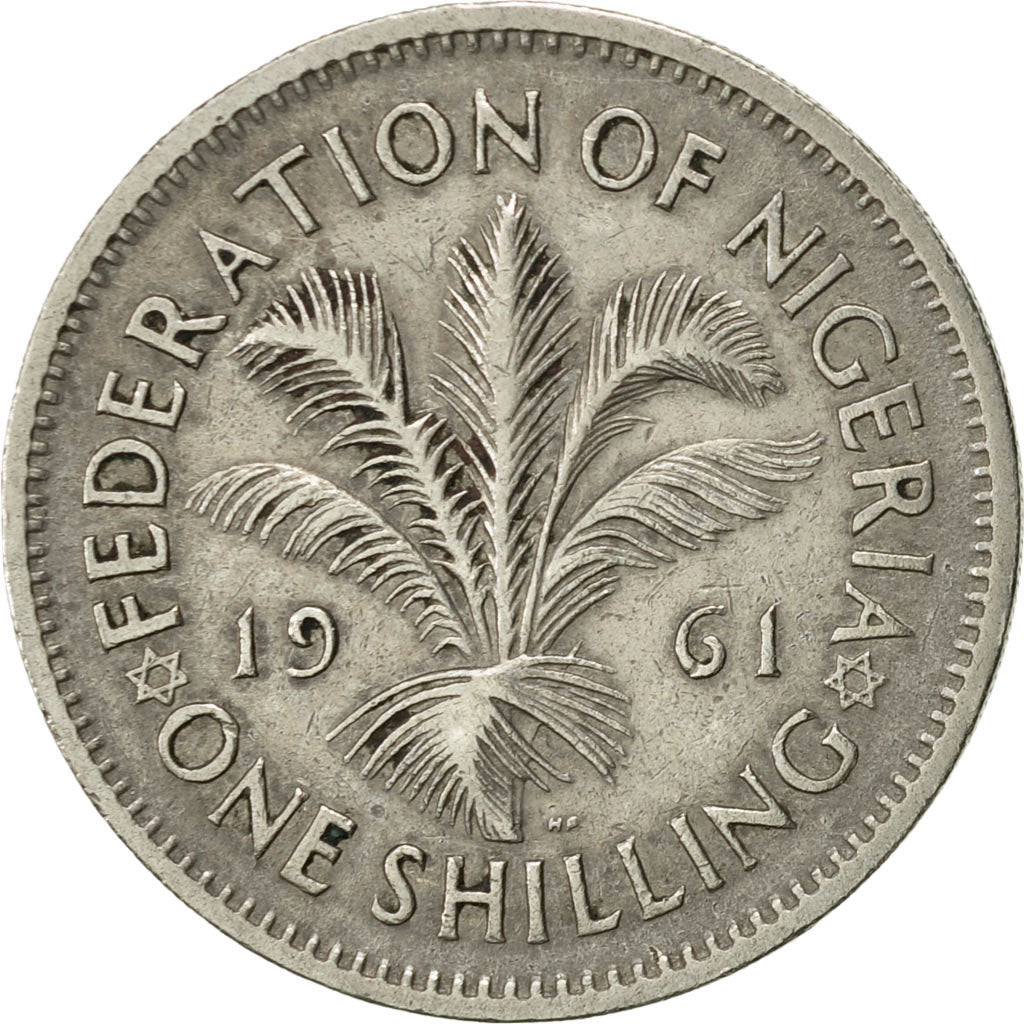 Coin, Nigeria, Elizabeth II, Shilling, 1961, AU(50-53), Copper-nickel, KM:5