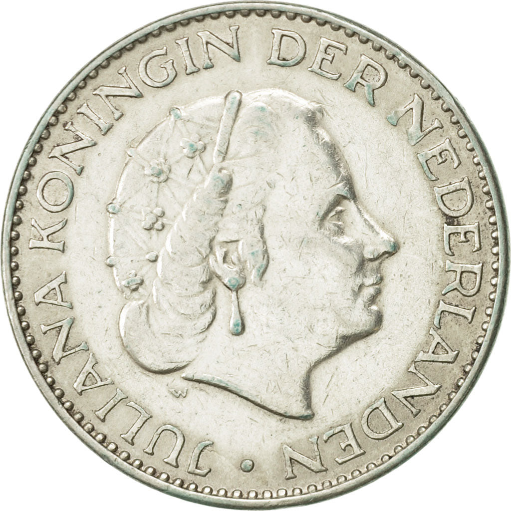 Coin, Netherlands, Juliana, Gulden, 1963, AU(55-58), Silver, KM:184