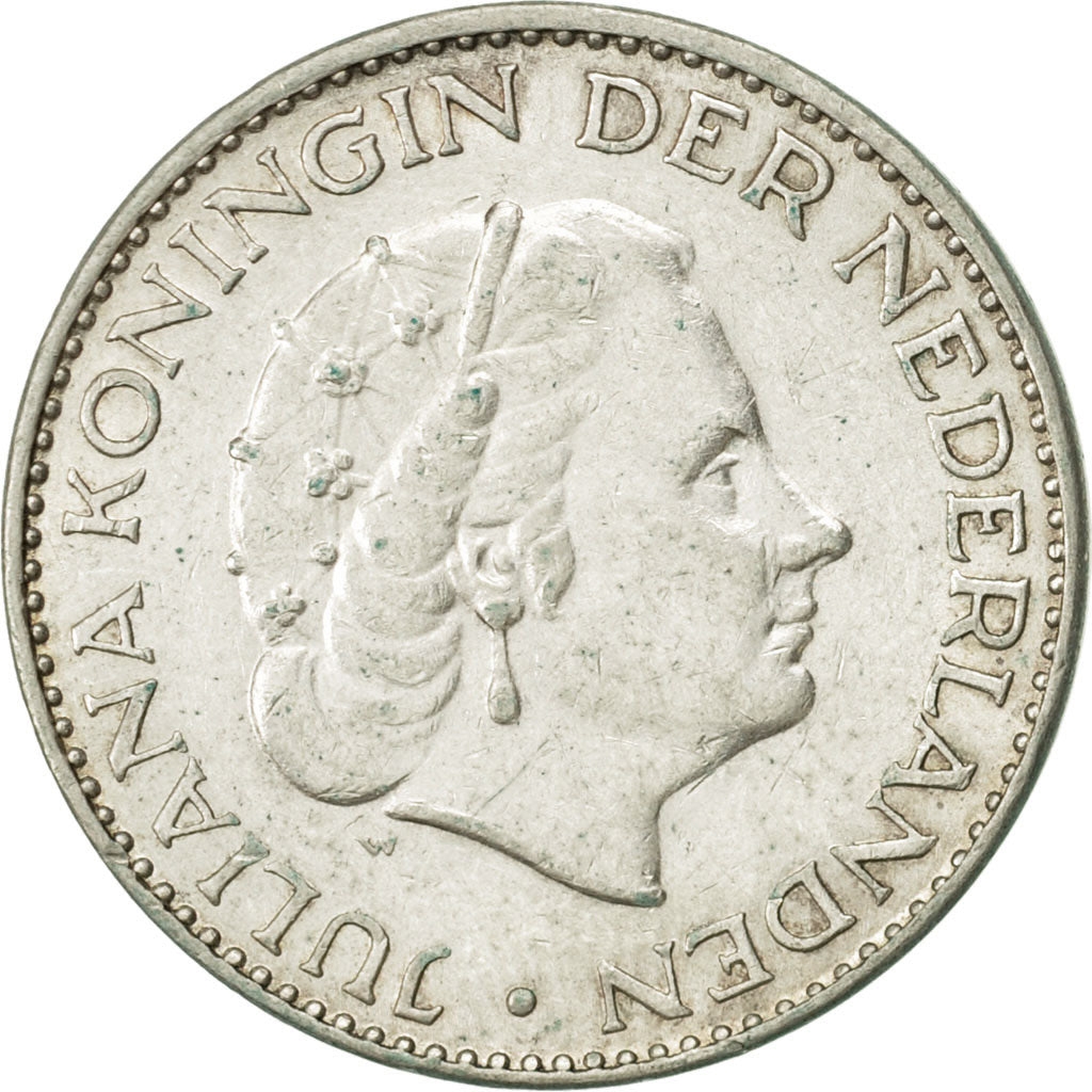 Coin, Netherlands, Juliana, Gulden, 1966, AU(50-53), Silver, KM:184