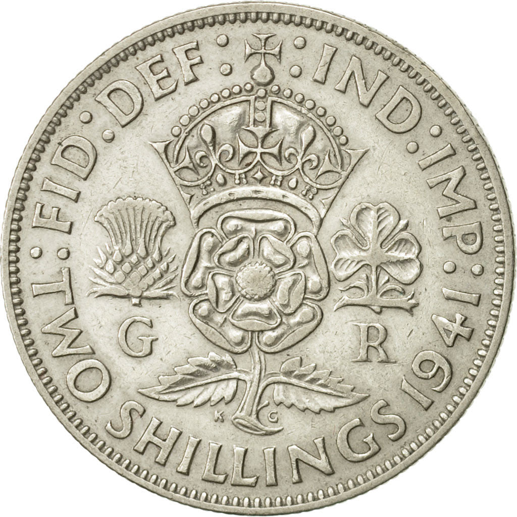 Coin, Great Britain, George VI, Florin, Two Shillings, 1941, AU(50-53), Silver