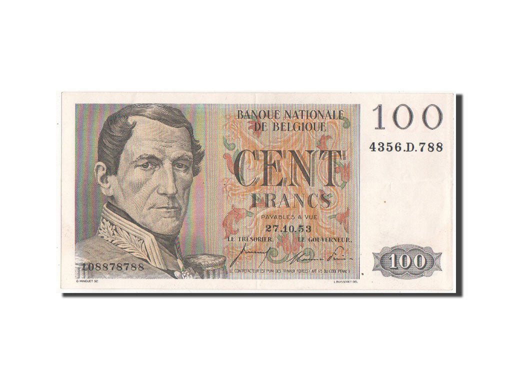 Belgium, 100 Francs, 1953, KM #129b, AU(55-58), 4356.D.788