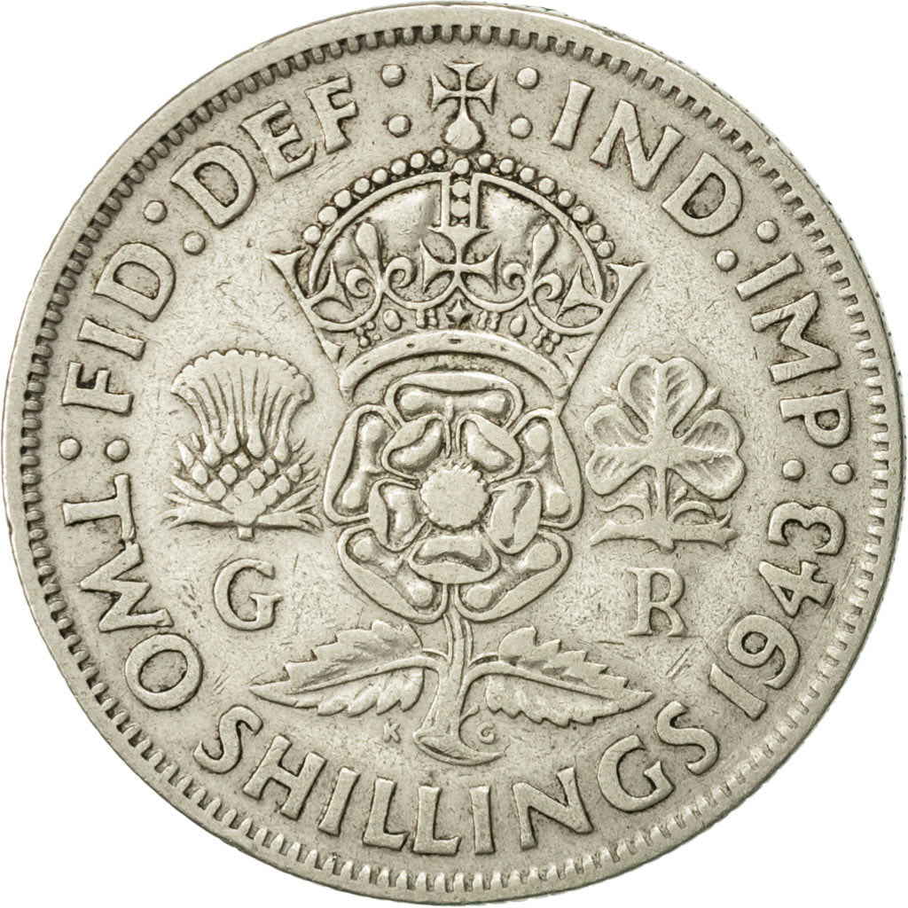 Monnaie, Grande-Bretagne, George VI, Florin, Two Shillings, 1943, TTB+, Argent