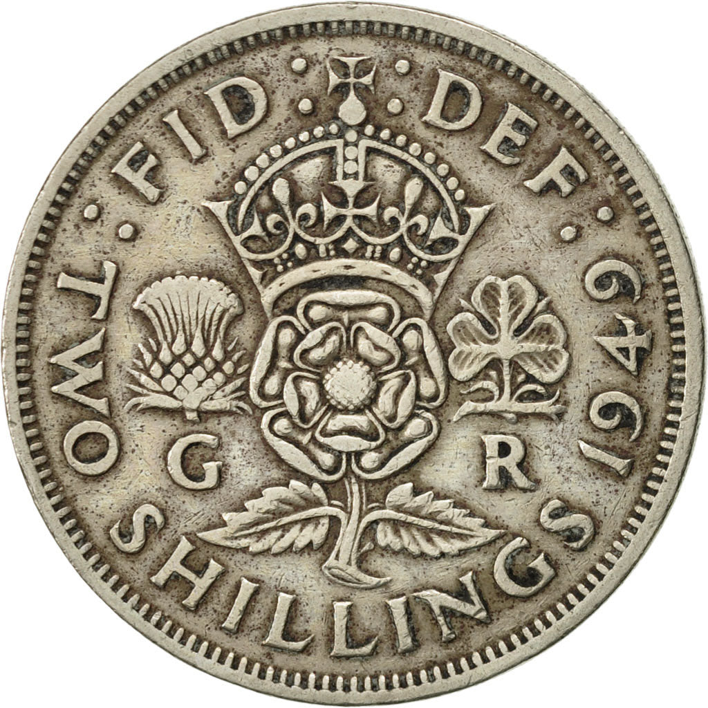 Monnaie, Grande-Bretagne, George VI, Florin, Two Shillings, 1949, TTB+