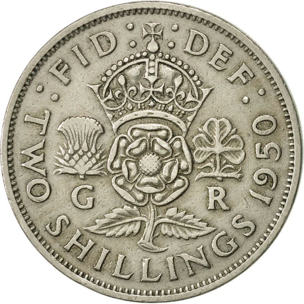 Moneta, Gran Bretagna, George VI, Florin, Two Shillings, 1950, BB+, Rame-nichel