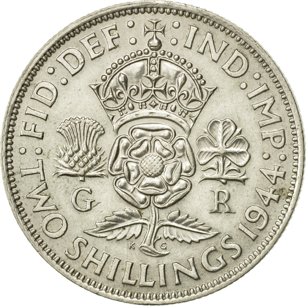 Coin, Great Britain, George VI, Florin, Two Shillings, 1944, AU(55-58), Silver