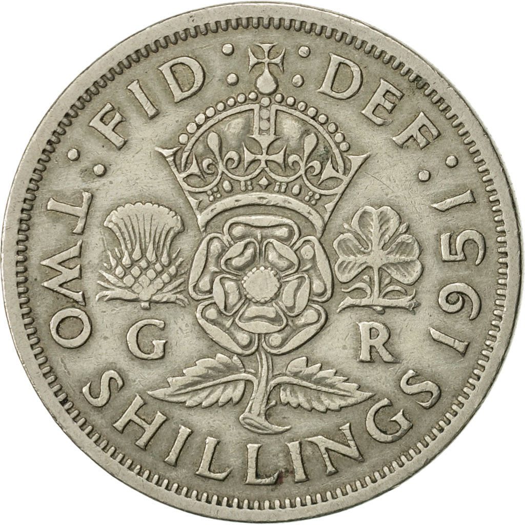 Coin, Great Britain, George VI, Florin, Two Shillings, 1951, AU(50-53)