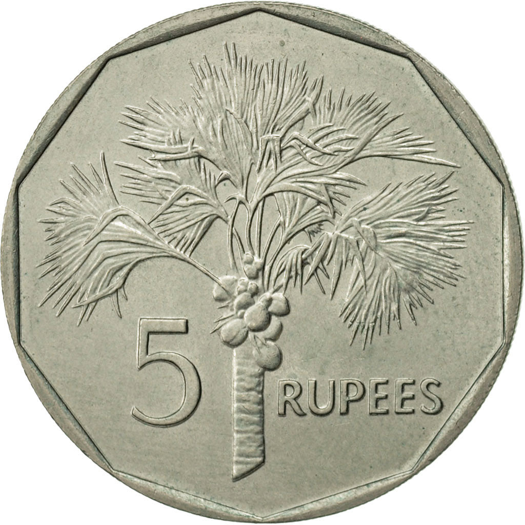 Coin, Seychelles, 5 Rupees, 1982, British Royal Mint, AU(55-58), Copper-nickel