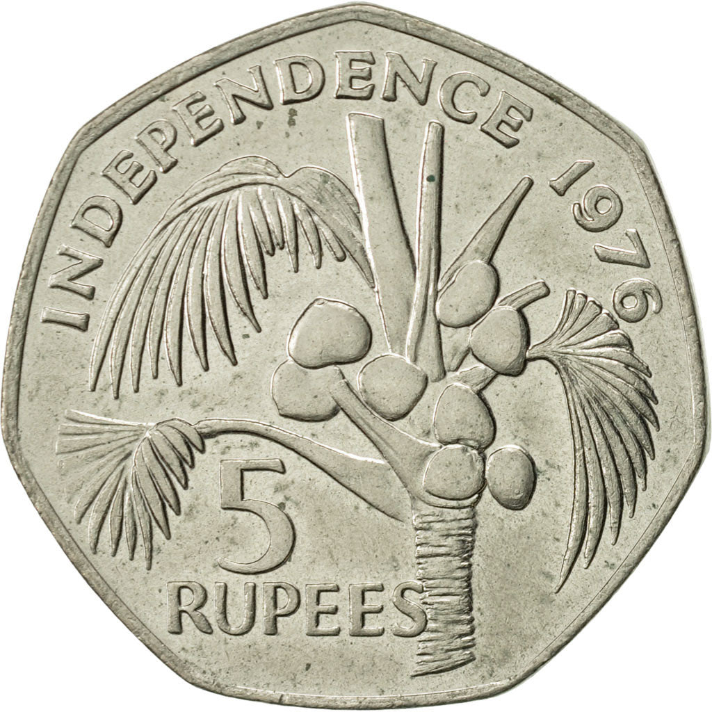 Seychelles, 5 Rupees, 1976, British Royal Mint, AU(55-58), Copper-nickel, KM:27