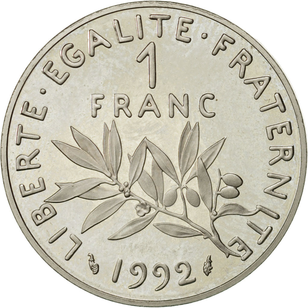 France, Semeuse, Franc, 1992, Paris, AU(55-58), Nickel, KM:925.2, Gadoury:474b