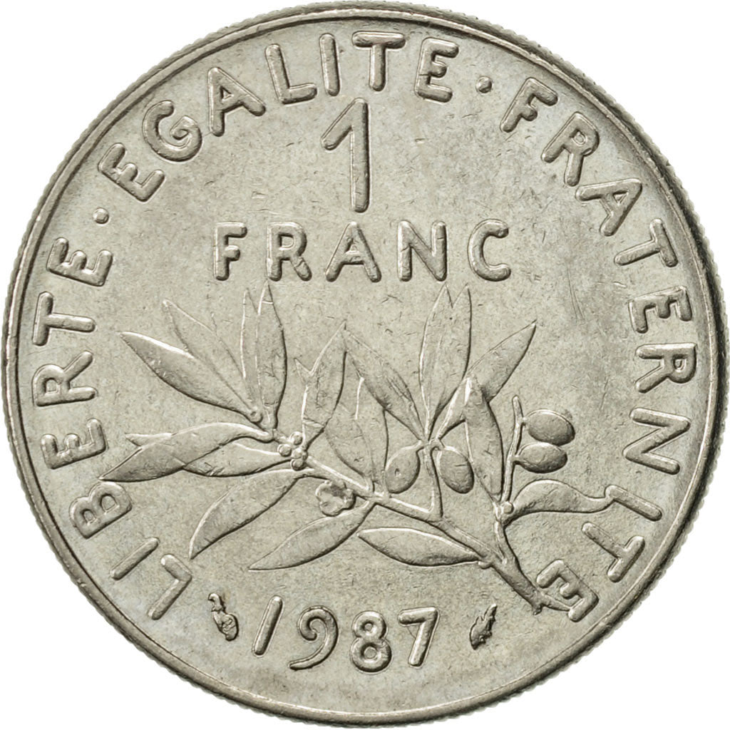 France, Semeuse, Franc, 1987, Paris, SUP, Nickel, KM:925.1, Gadoury:474