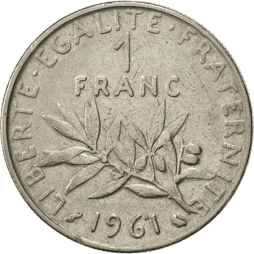 Moneda, Francia, Semeuse, Franc, 1961, Paris, BC+, Níquel, KM:925.1