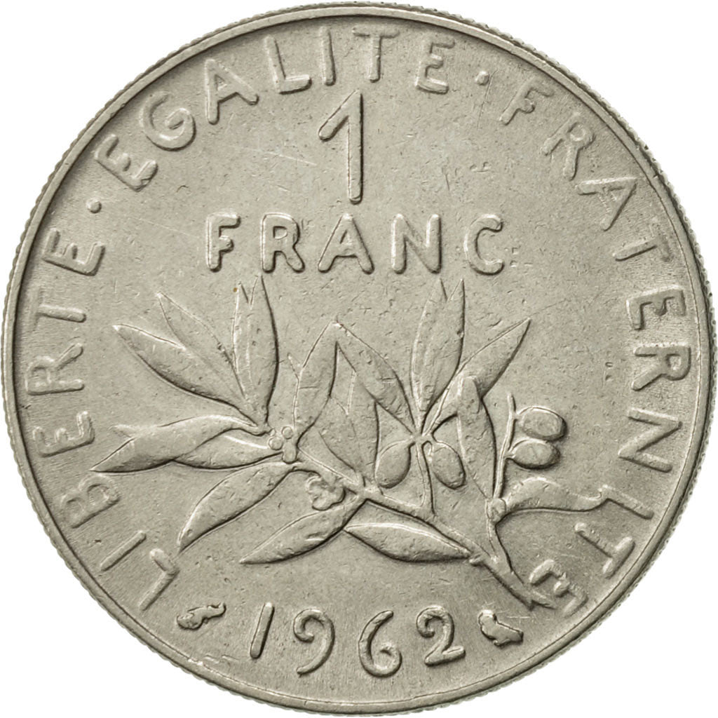 France, Semeuse, Franc, 1962, Paris, AU(55-58), Nickel, KM:925.1, Gadoury:474