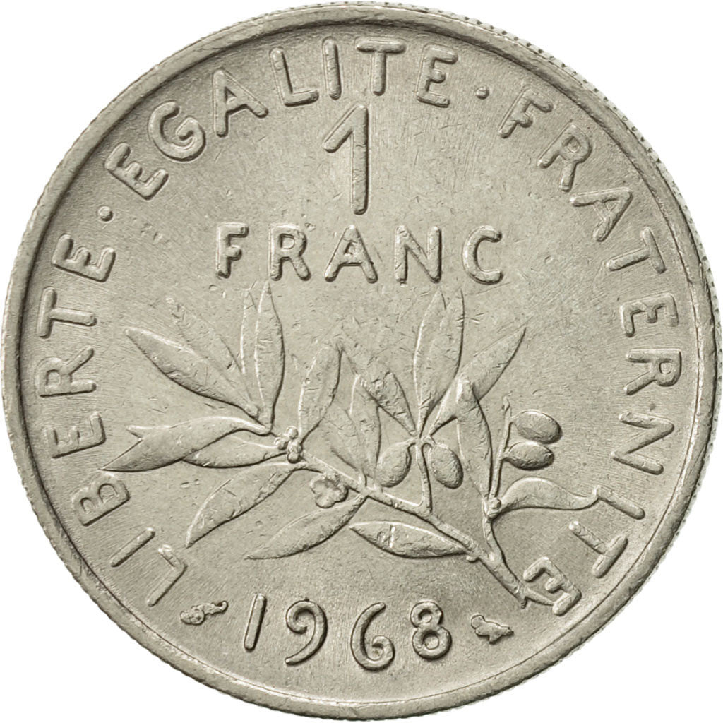 France, Semeuse, Franc, 1968, Paris, AU(55-58), Nickel, KM:925.1, Gadoury:474