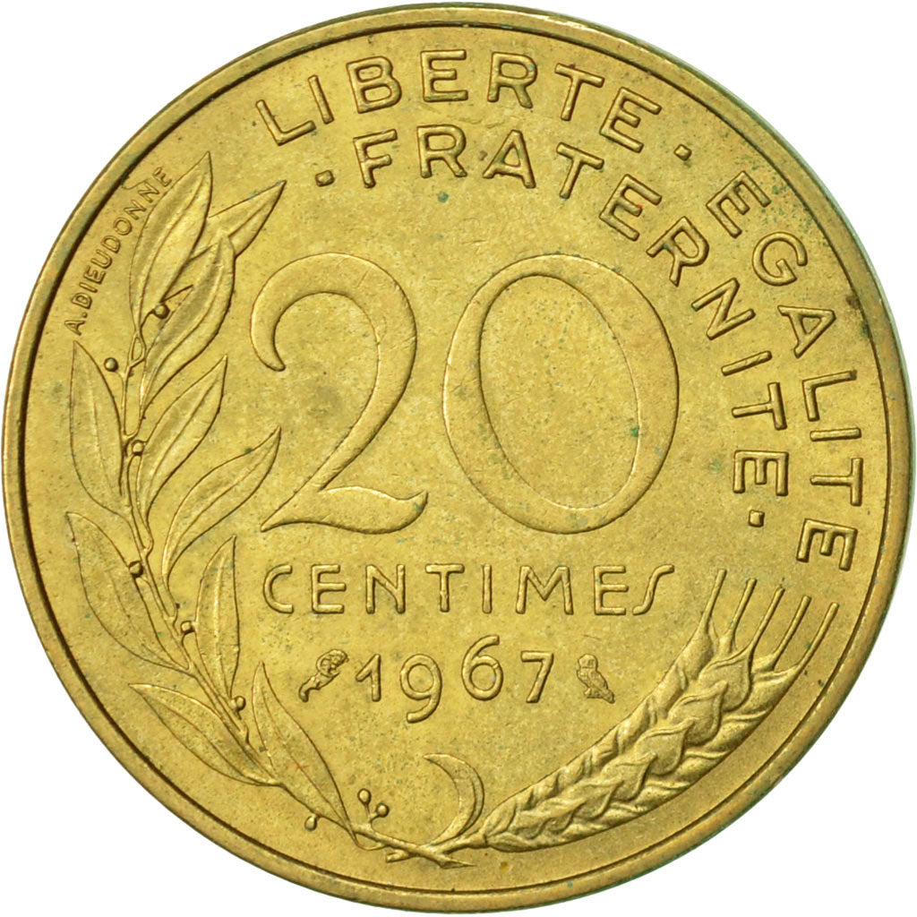 Münze, Frankreich, Marianne, 20 Centimes, 1967, Paris, SS+, Aluminum-Bronze