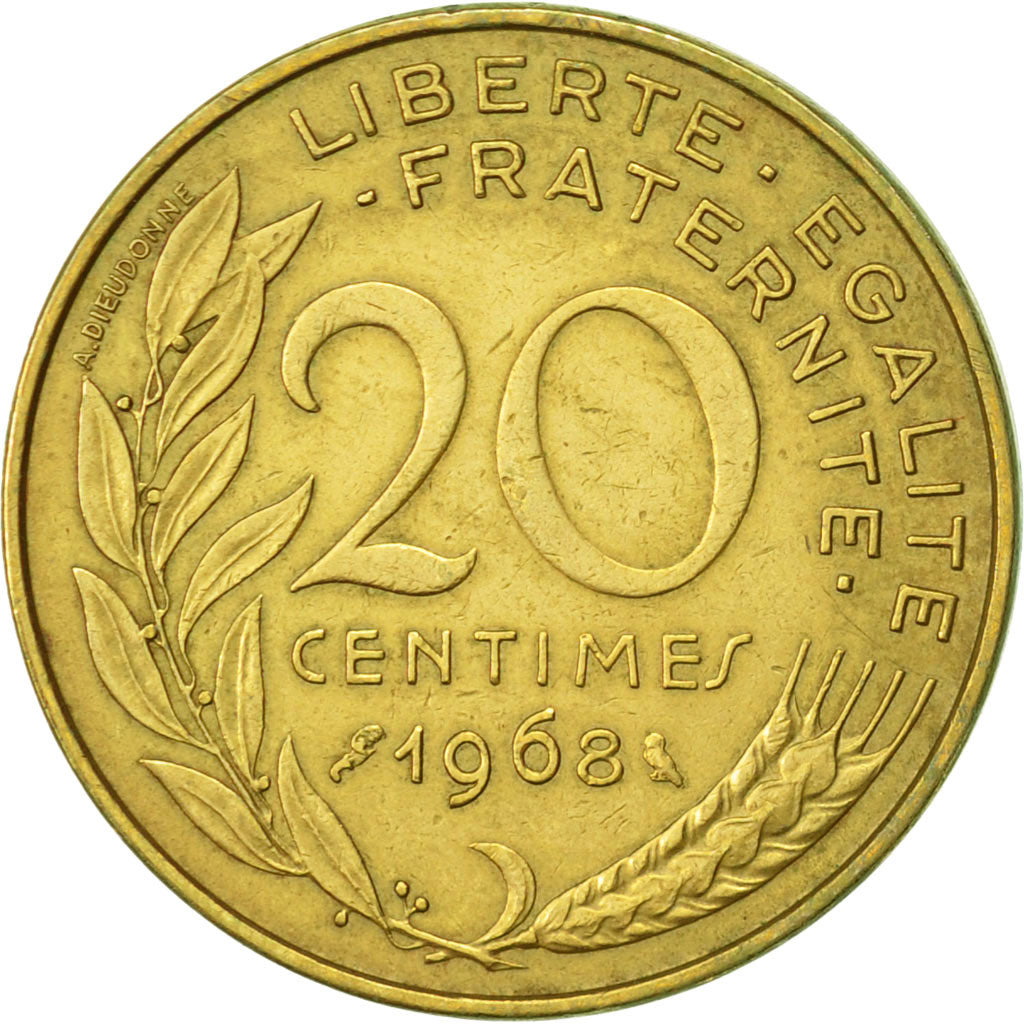 Münze, Frankreich, Marianne, 20 Centimes, 1968, Paris, SS+, Aluminum-Bronze