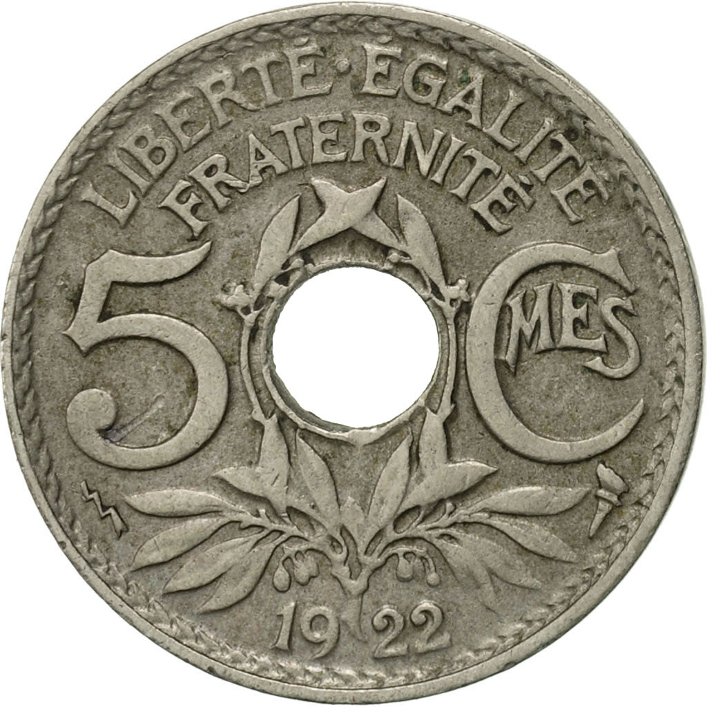 Coin, France, Lindauer, 5 Centimes, 1922, Poissy, EF(40-45), Copper-nickel
