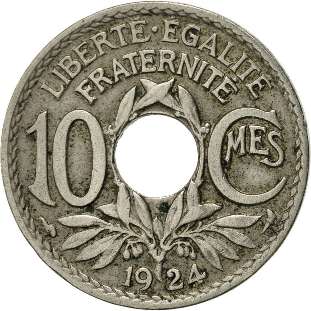 Moneda, Francia, Lindauer, 10 Centimes, 1924, Paris, MBC, Cobre - níquel