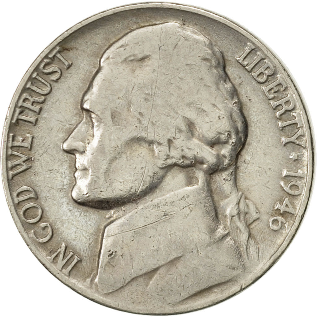 Monnaie, États-Unis, Jefferson Nickel, 5 Cents, 1946, U.S. Mint, Philadelphie