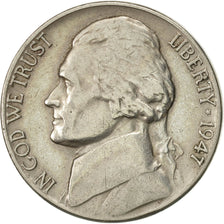 United States, Jefferson Nickel, 5 Cents, 1947, U.S. Mint, Philadelphia