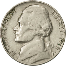 Monnaie, États-Unis, Jefferson Nickel, 5 Cents, 1969, U.S. Mint, Denver, TTB+