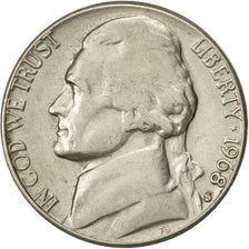 United States, Jefferson Nickel, 5 Cents, 1968, U.S. Mint, San Francisco