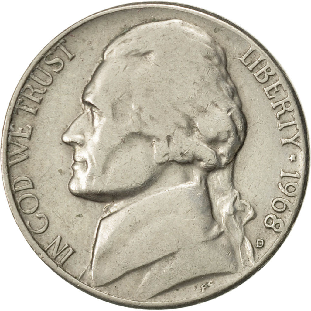 Munten, Verenigde Staten, Jefferson Nickel, 5 Cents, 1968, U.S. Mint, Denver