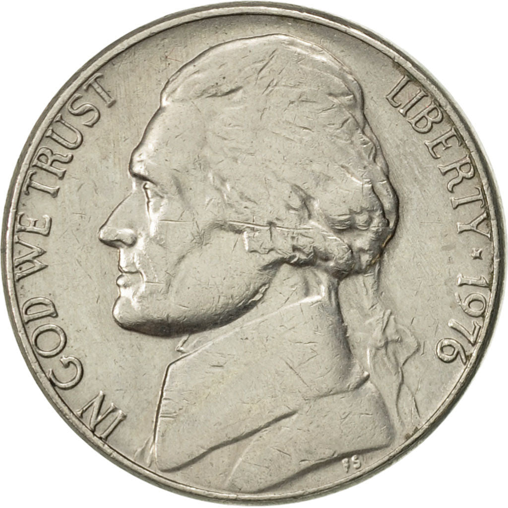 Coin, United States, Jefferson Nickel, 5 Cents, 1976, U.S. Mint, Philadelphia