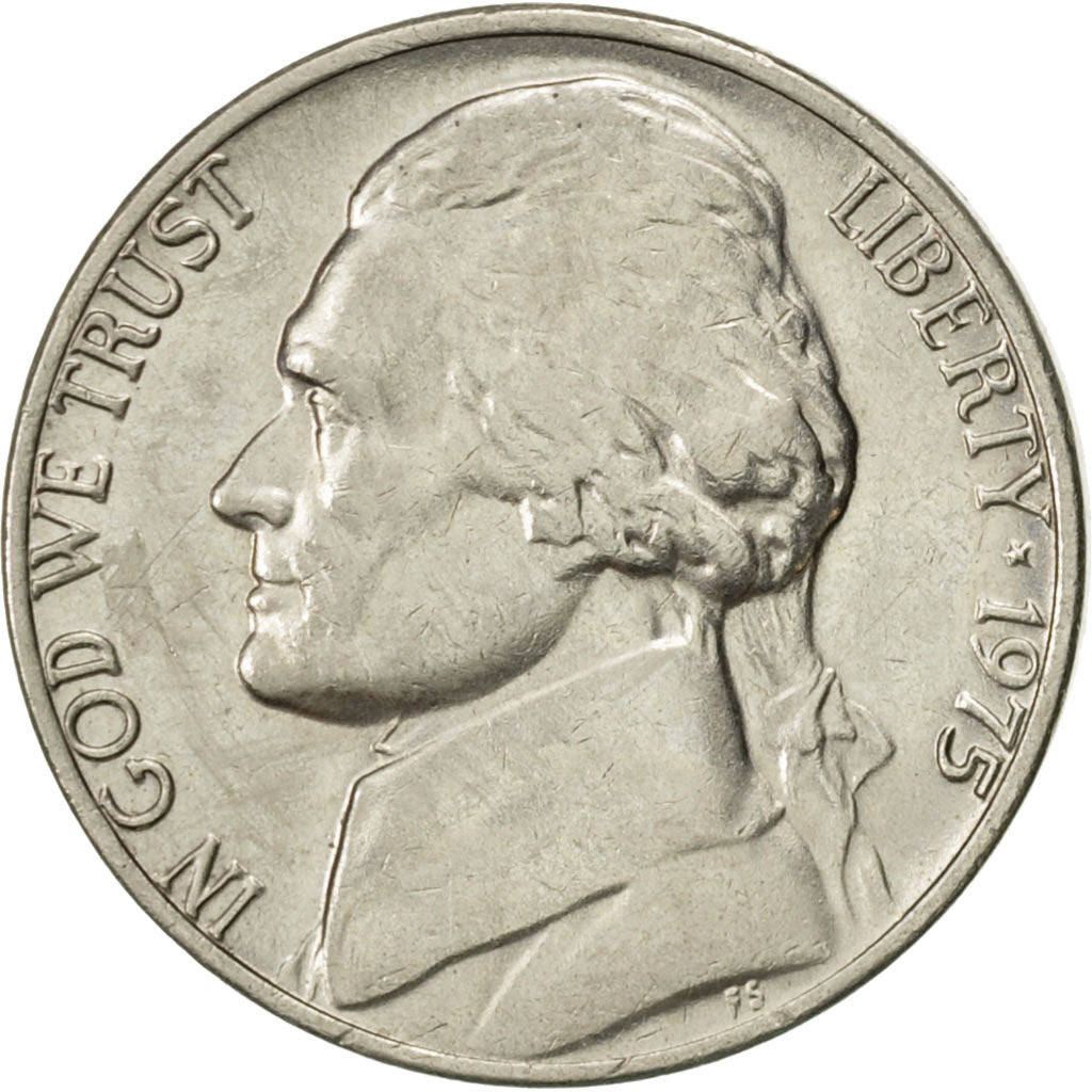 Coin, United States, Jefferson Nickel, 5 Cents, 1975, U.S. Mint, Philadelphia