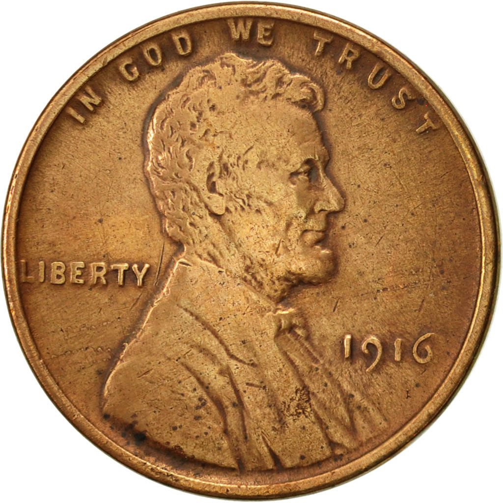 Coin, United States, Lincoln Cent, Cent, 1916, U.S. Mint, Philadelphia