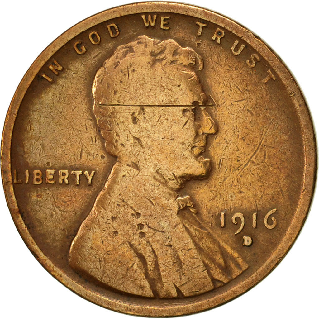 Coin, United States, Lincoln Cent, Cent, 1916, U.S. Mint, Denver, VF(30-35)