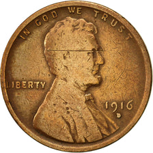 Coin, United States, Lincoln Cent, Cent, 1916, U.S. Mint, Denver, VF(30-35)