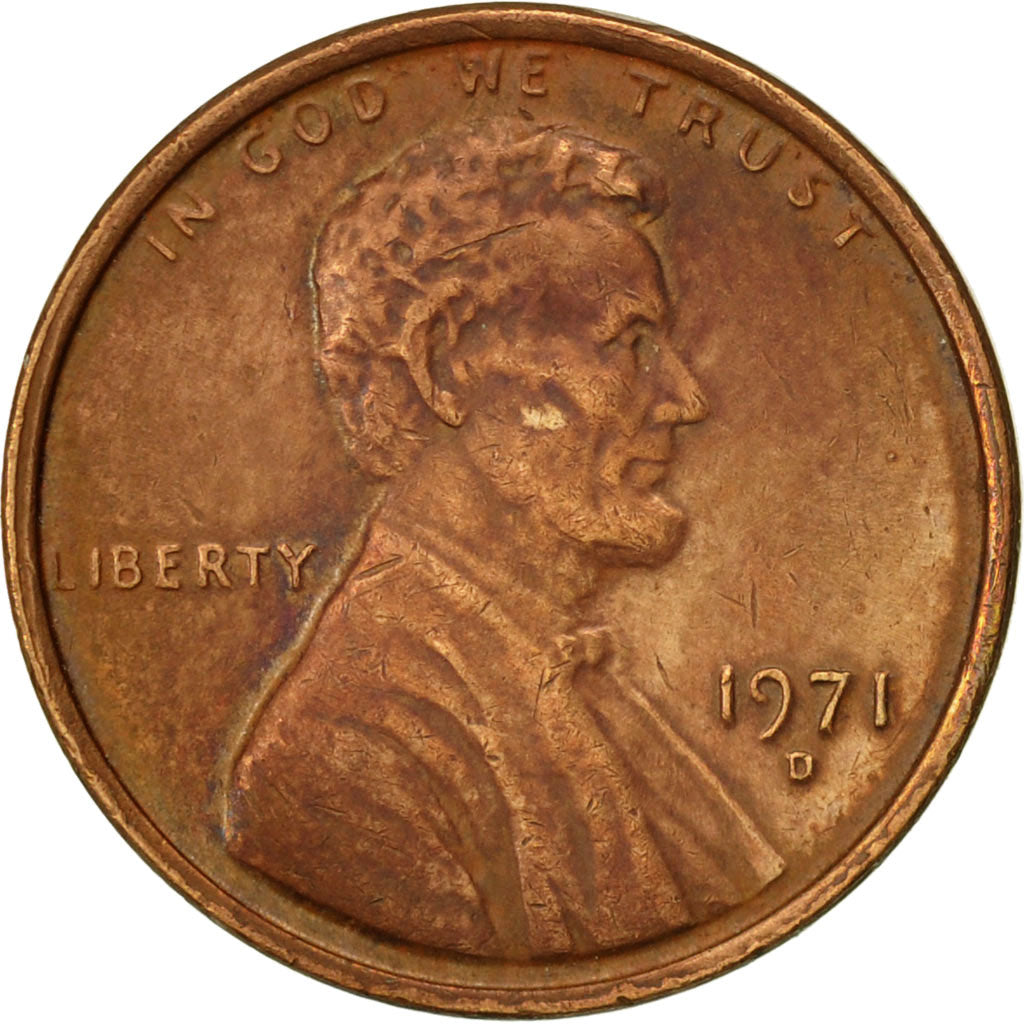Coin, United States, Lincoln Cent, Cent, 1971, U.S. Mint, Denver, EF(40-45)