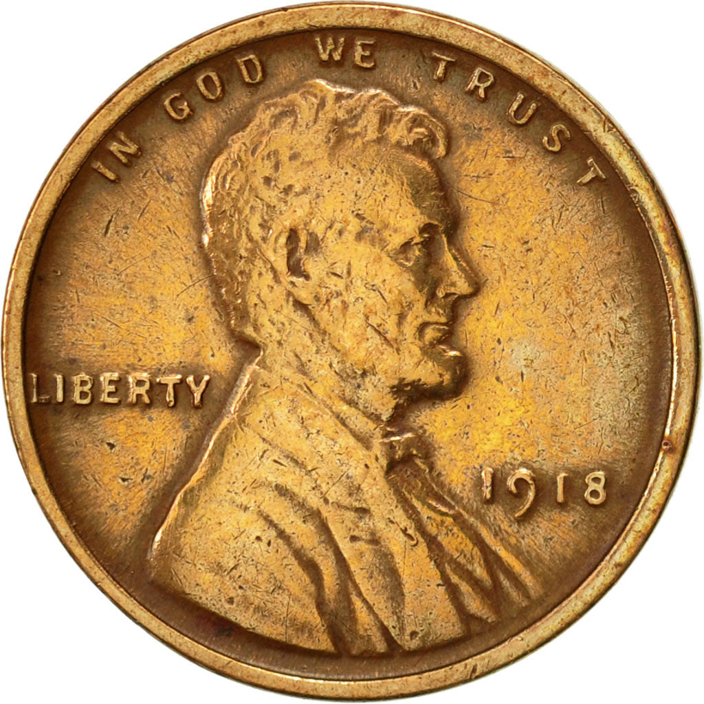 Coin, United States, Lincoln Cent, Cent, 1918, U.S. Mint, Philadelphia