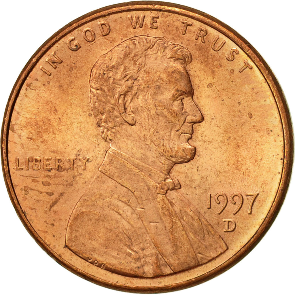 Coin, United States, Lincoln Cent, Cent, 1997, U.S. Mint, Denver, AU(55-58)