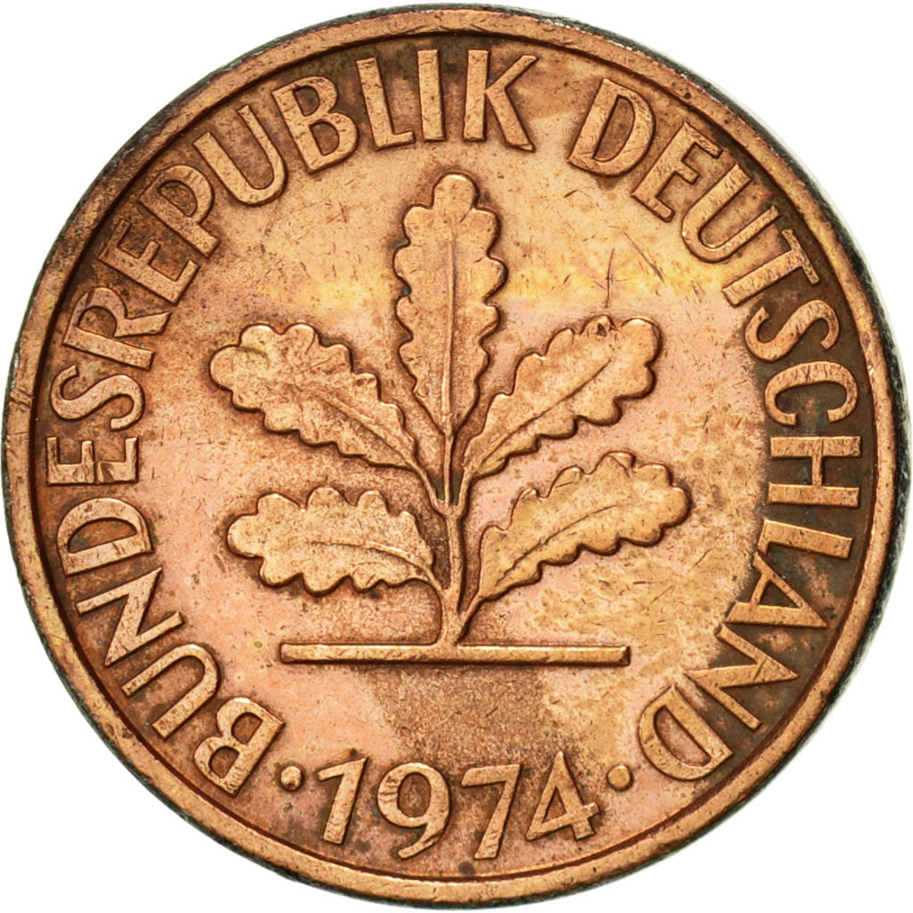 Monnaie, République fédérale allemande, 2 Pfennig, 1974, Munich, SUP, Copper