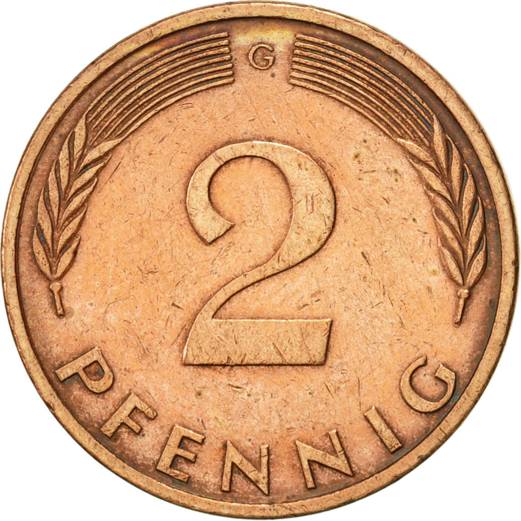 Moneta, Niemcy - RFN, 2 Pfennig, 1972, Karlsruhe, AU(55-58), Miedź platerowana