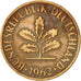 Bundesrepublik Deutschland, 2 Pfennig, 1962, Munich, SS+, Bronze, KM:106