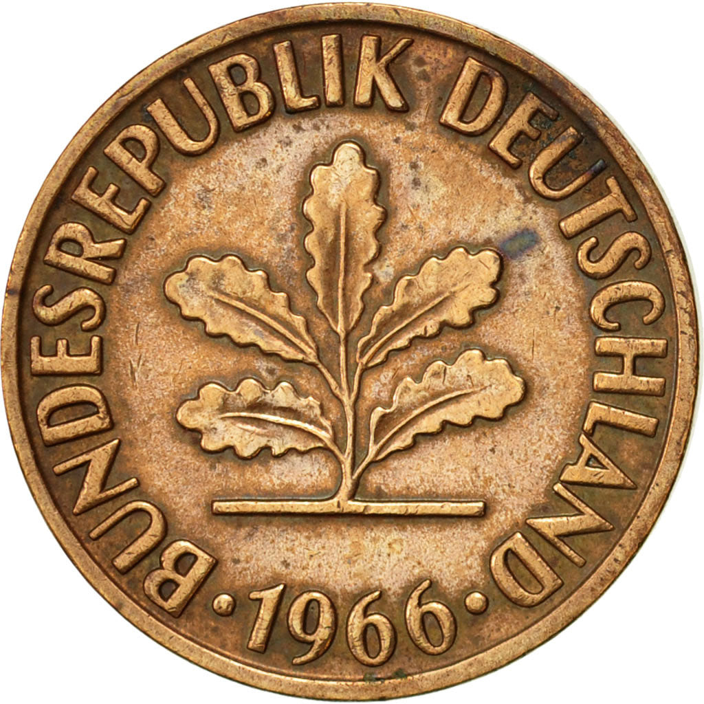 Coin, GERMANY - FEDERAL REPUBLIC, 2 Pfennig, 1966, Munich, AU(50-53), Bronze