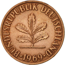 Coin, GERMANY - FEDERAL REPUBLIC, 2 Pfennig, 1969, Stuttgart, AU(55-58), Copper