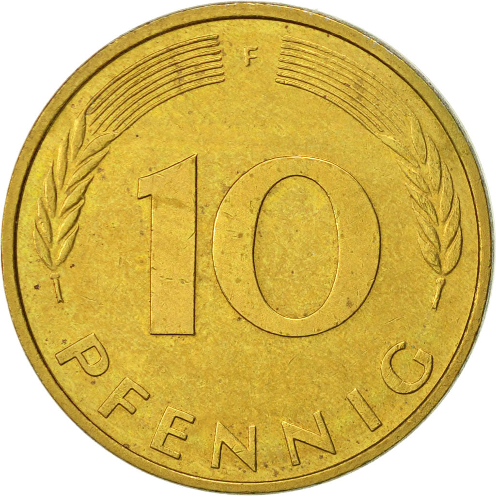 Coin, GERMANY - FEDERAL REPUBLIC, 10 Pfennig, 1995, Stuttgart, AU(55-58), Brass