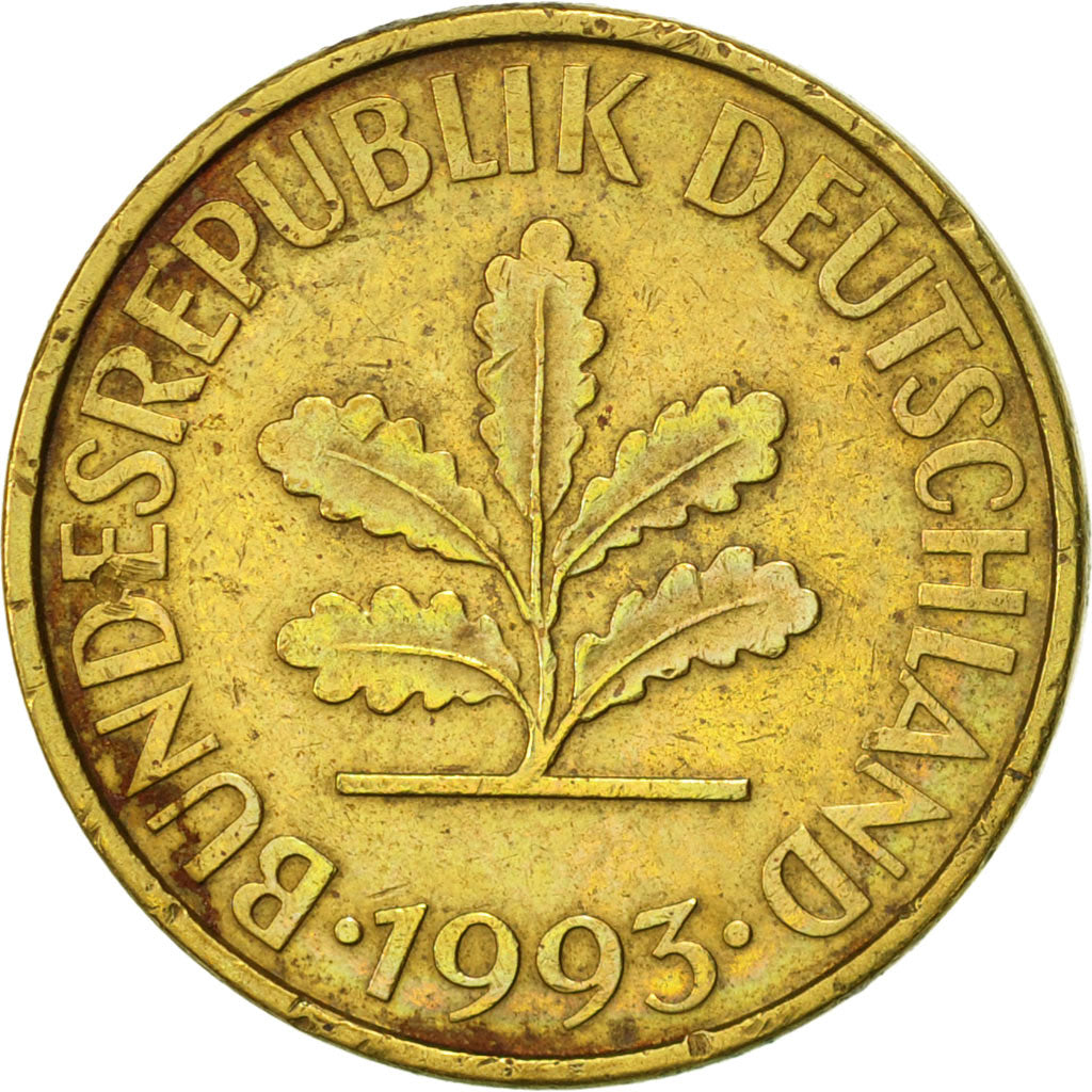 Münze, Bundesrepublik Deutschland, 10 Pfennig, 1993, Berlin, VZ, Brass Clad