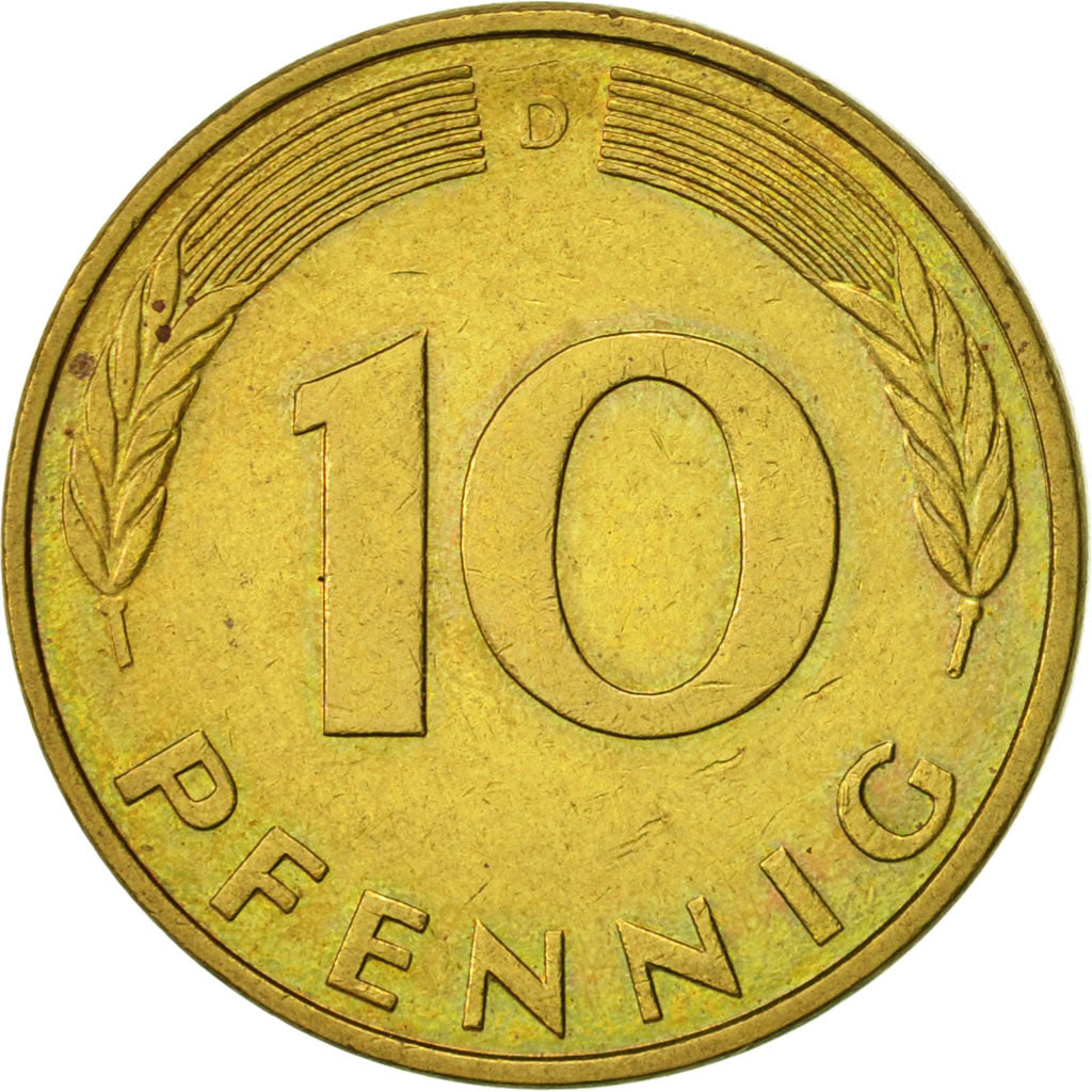 Coin, GERMANY - FEDERAL REPUBLIC, 10 Pfennig, 1993, Munich, AU(55-58), Brass